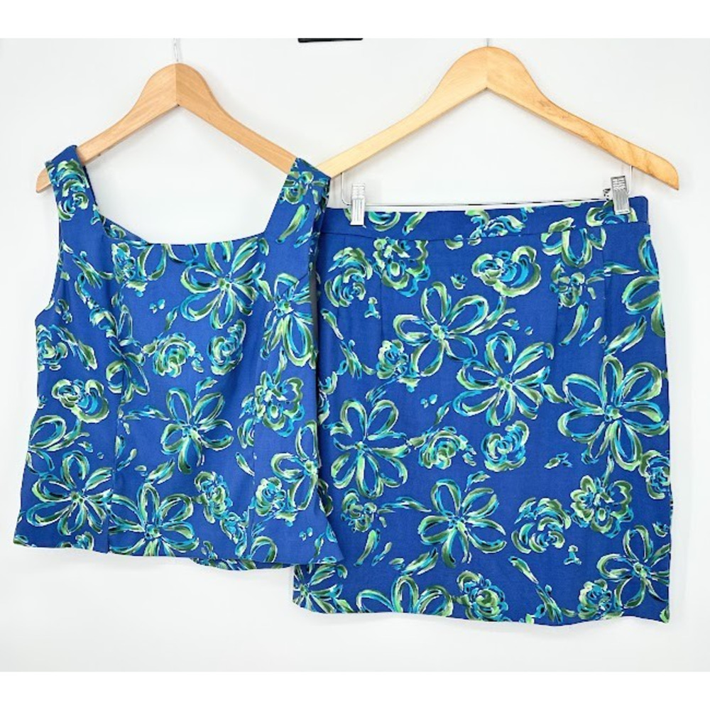 Vintage 2 Piece Dress Tank Top Skirt Set 14P John Roberts Cruise Casual Career